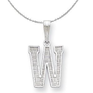 Silver, Sami Collection, Textured Block Initial W Necklace - 16 In